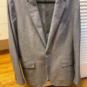 J Crew Ludlow Blazer Gray Blue Weave Fabric